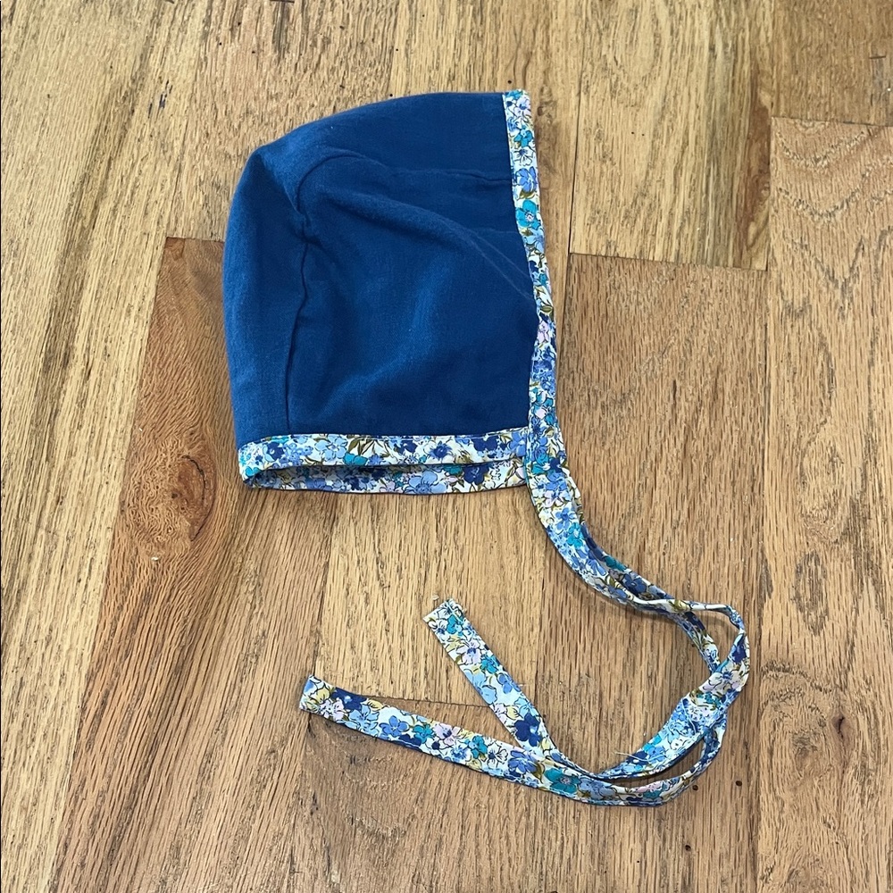 Floral Blue Baby Bonnet